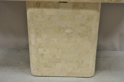 Vintage Maitland Smith Tessellated Stone Inlay Modern Pedestal Console Table
