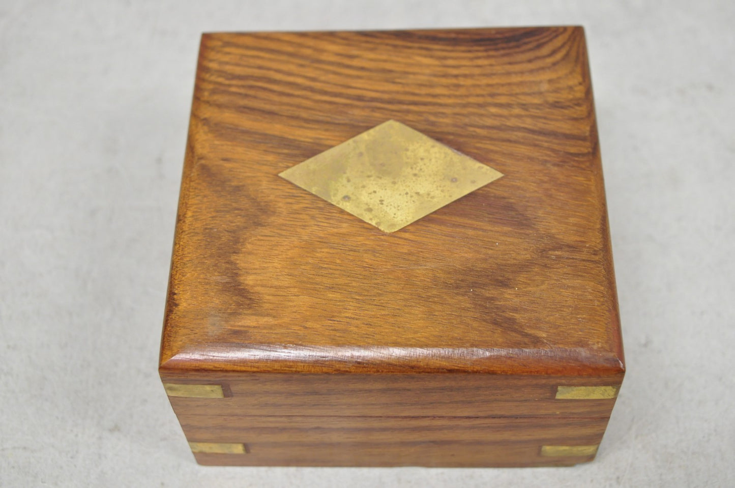 Vintage English Campaign Brass Round Sundial Compass with Small Rosewood Box
