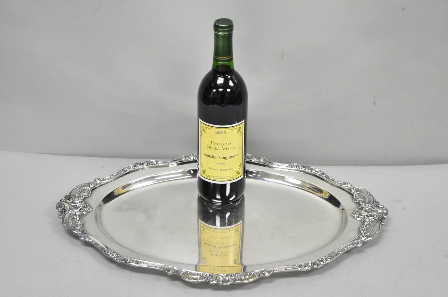 Vintage Baroque by Wallace 258 Victorian Silver Plated Oval Serving Platter Tray