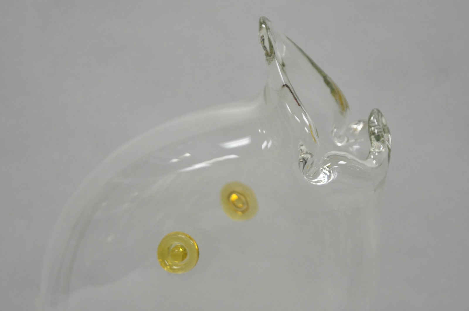 Vintage Mid Century Modern Blenko Style Amber Fin Blown Glass Fish Vase Bowl