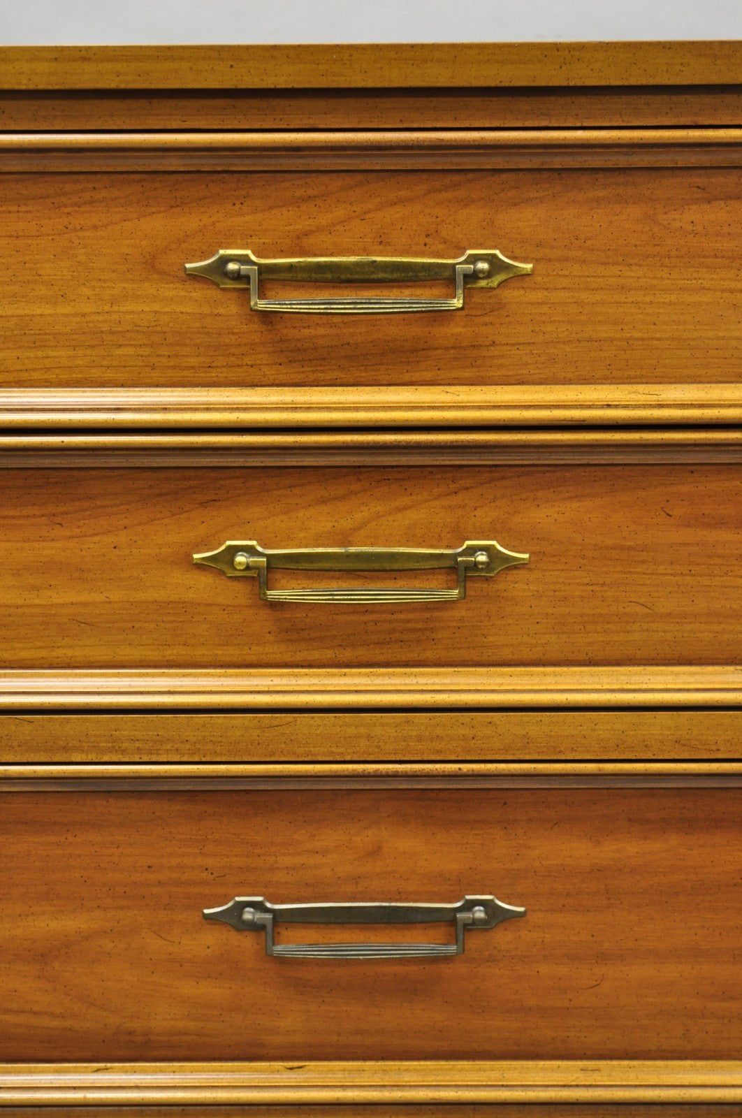 Vintage Hollywood Regency Cherry Wood 5 Drawer Tall Chest Dresser by White Furn