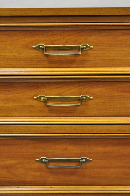 Vintage Hollywood Regency Cherry Wood 5 Drawer Tall Chest Dresser by White Furn
