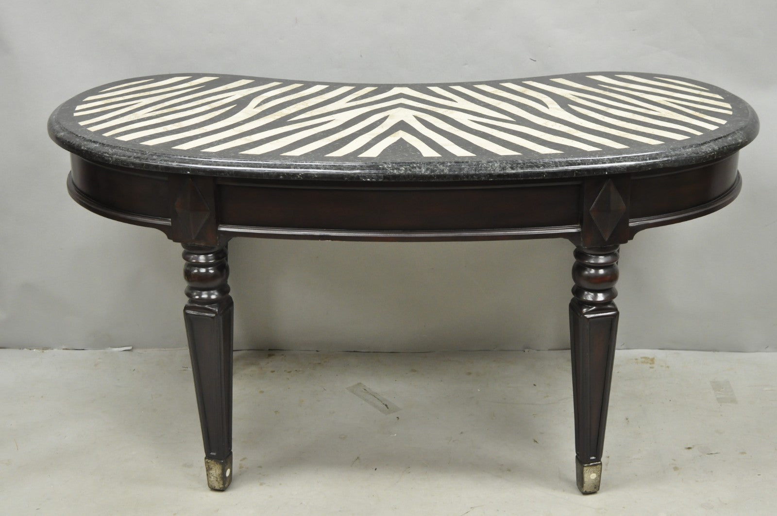 Seven Seas by Hooker Furniture Zebra Tessellated Stone Kidney Shaped Table Desk