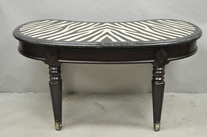 Seven Seas by Hooker Furniture Zebra Tessellated Stone Kidney Shaped Table Desk