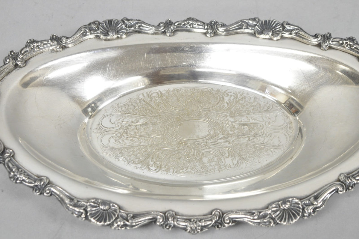 Vintage Victorian Style Silver Plated Oval 13.5" Trinket Serving Dish (B)