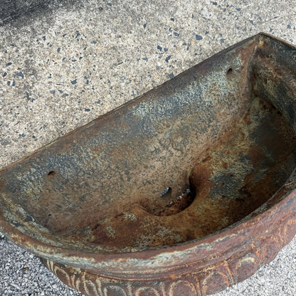 Neoclassical Cast Iron Half Round Wall Fountain Bowl Lavabo Garden Planter Pot