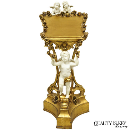 Vintage Italian Venetian Figural Cherub Putti Gold Gilt Resin Bookstand Lectern