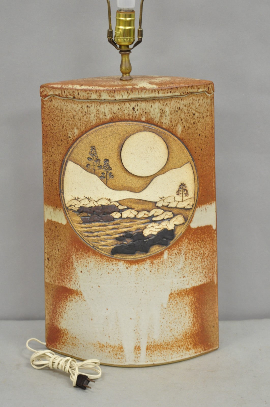 Vintage Rick Schlag Studio Orange Terracotta Pottery Southwestern Table Lamp