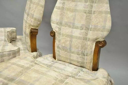 Hollywood Regency Dorothy Draper Style High Back Slipper Lounge Chairs - a Pair