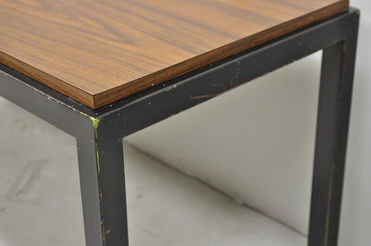Vintage Mid Century Modern Steel Metal & Faux Rosewood Laminate Coffee Table