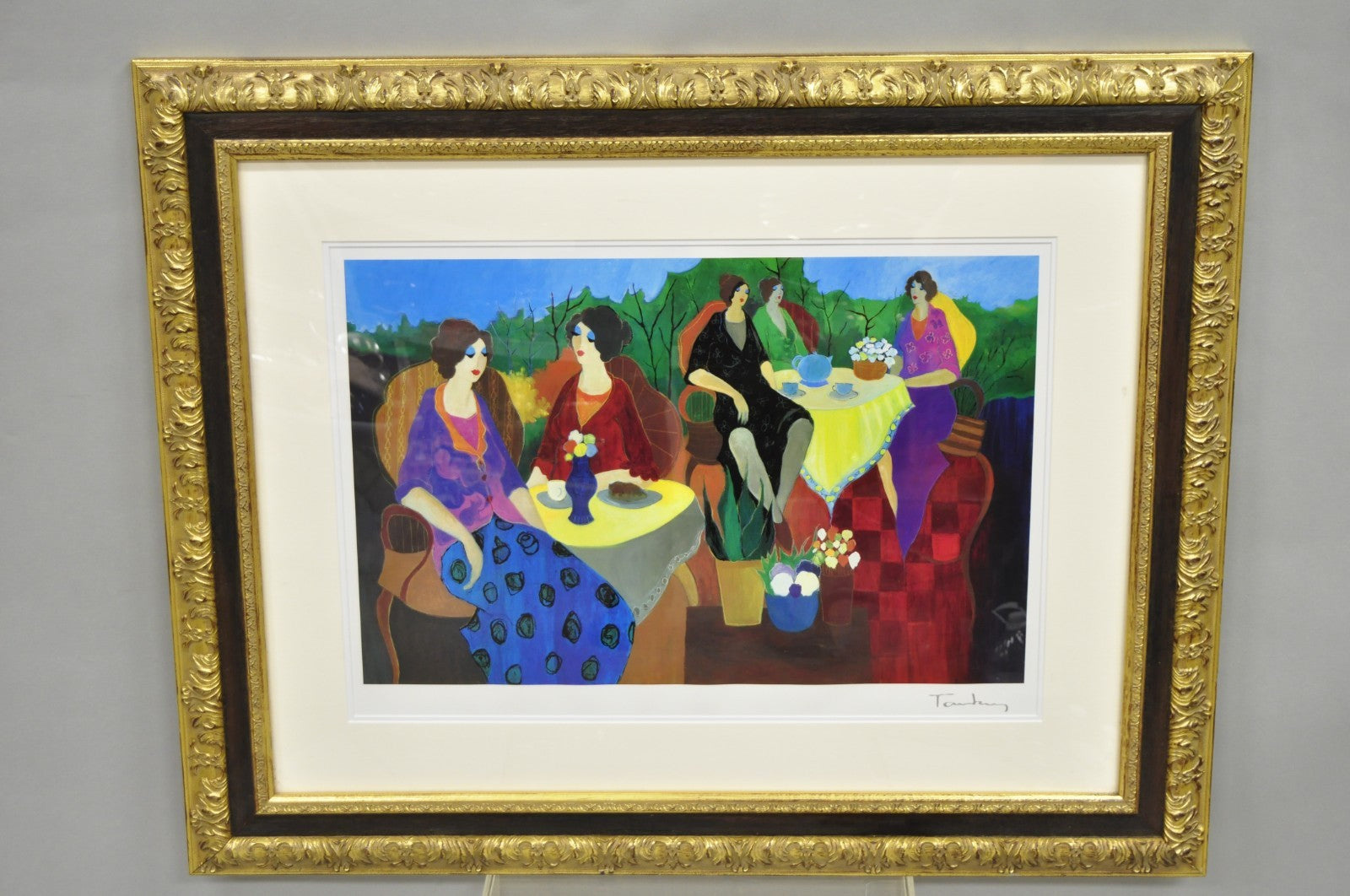 Itzchak Tarkay 2005 "Morning Social" Seriolithograph Signed and Framed w/ COA