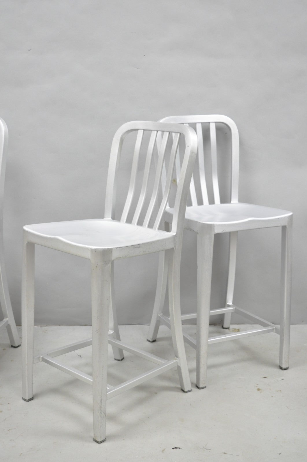 Art Deco Navy Style Aluminum Metal 24" Counter Stool Barstool Chair - Set of 4