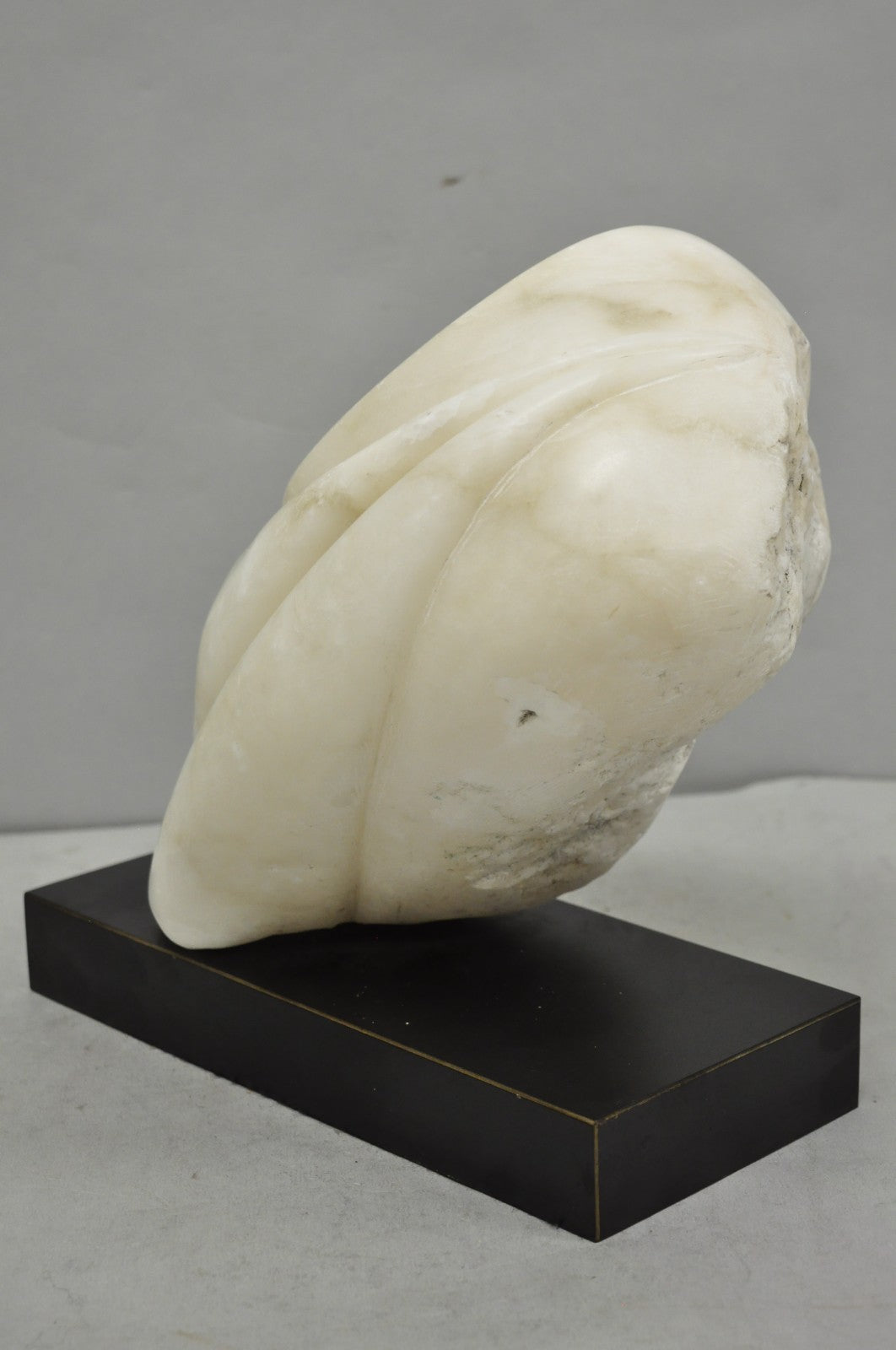 Vintage Modernist Abstract Carved Alabaster Marble Female Bust Figure Sculpture