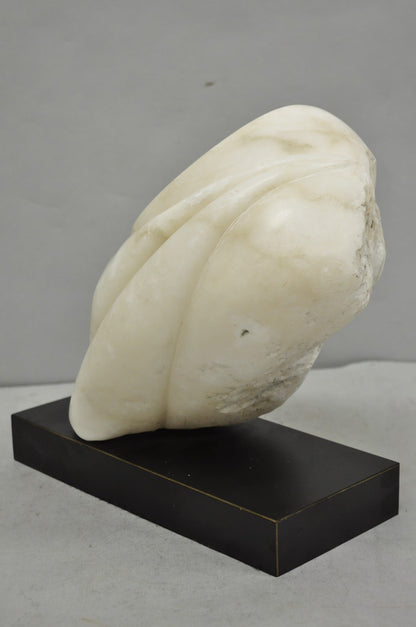 Vintage Modernist Abstract Carved Alabaster Marble Female Bust Figure Sculpture