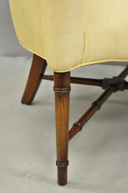 Vintage Faux Bamboo Hollywood Regency Barrel Back Club Lounge Chairs - a Pair