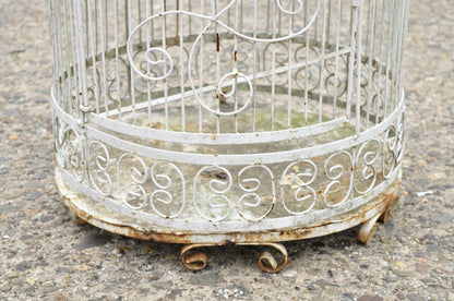 Vintage Wrought Iron Victorian Style Scrolling Wire Metal 58" Garden Birdcage