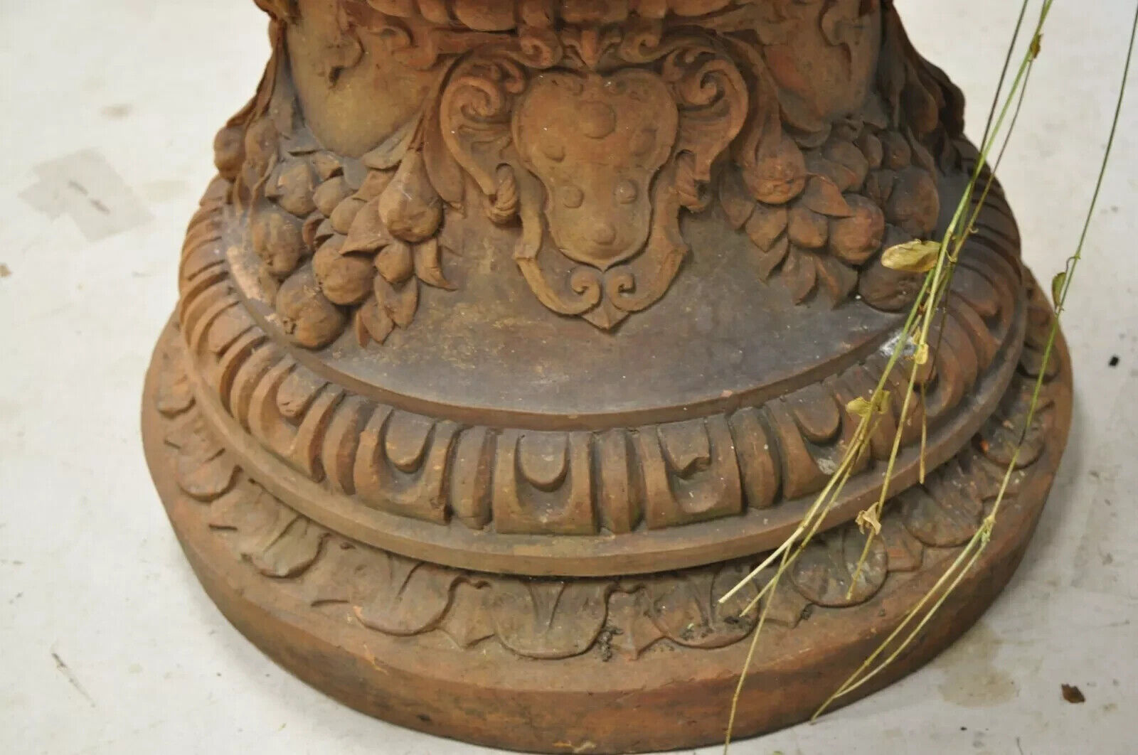 Antique Neoclassical Terracotta Garden Pedestal Planter Pot with Cherub Figures