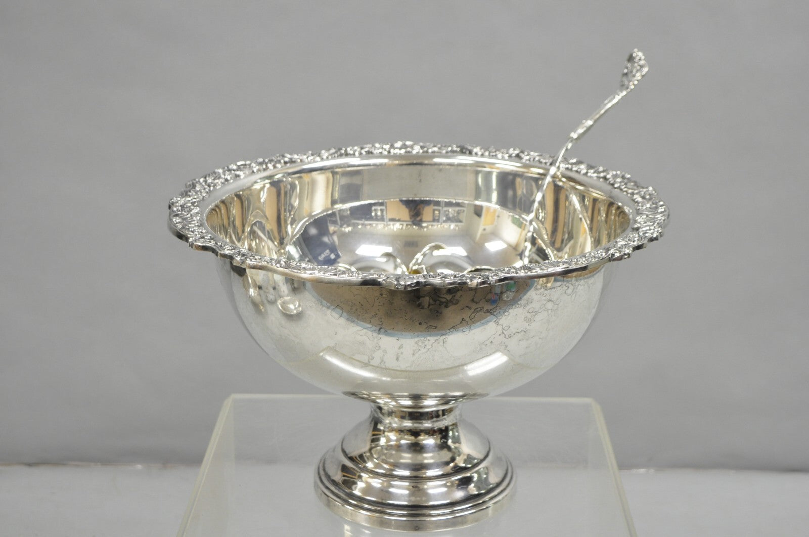 Vintage FB Rogers Silver Plated Victorian Style Punch Bowl Set w/ 10 Cups