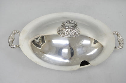 Vintage Poole Regency Style Footed Silver Plated Lidded Soup Tureen Serving Bowl