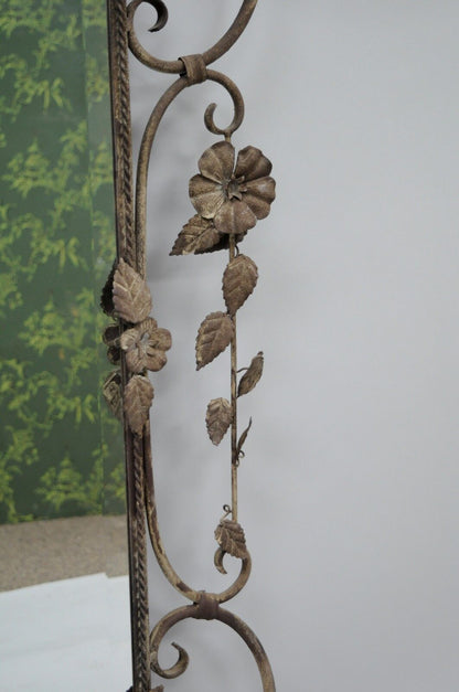 Italian Hollywood Regency Iron Tole Metal Wheat Sheaf Scroll Wall Mirror 50 x 31
