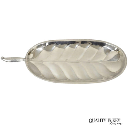 F.B. Rogers Silver Plated Oval Leaf Form Serving Bar Tray Platter with Handle