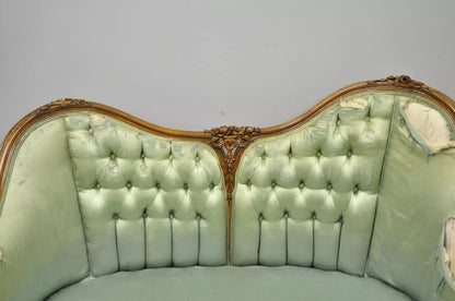 Antique French Louis XV Style Carved Walnut Double Hump Back Settee Loveseat