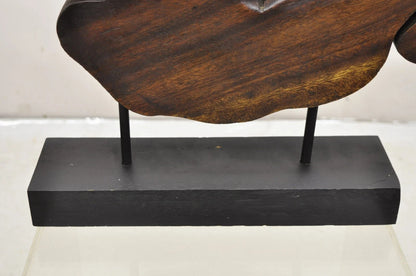 Modern Organic Abstract Carved Teak Wood Large Modernist Table Art Sculpture
