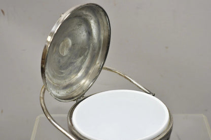 Vintage Sheffield Silver Plated MCM Modern Reticulating Hinge Bar Ice Bucket