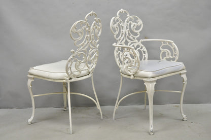 Vintage Art Nouveau Style Trojan Scrolling Cast Aluminum Dining Chairs Set of 4