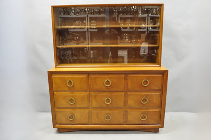 Vintage T.H. Robsjohn Gibbings for Widdicomb Mahogany Brass Ring China Cabinet