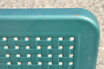 Vintage Green Metal Aluminum Basket Weave Patio Porch Outdoor Arm Chair