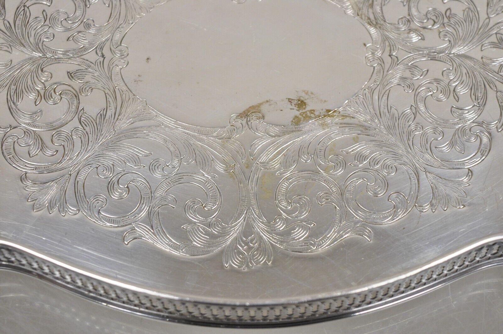 Vintage LBS Co Silver Plated Scalloped Trinket Dish Tray with Pierced Gallery