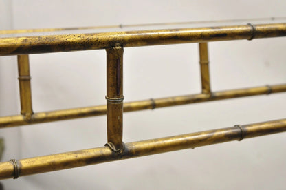 Vintage Italian Hollywood Regency Faux Bamboo Gold Gilt 72" Console Hall Table