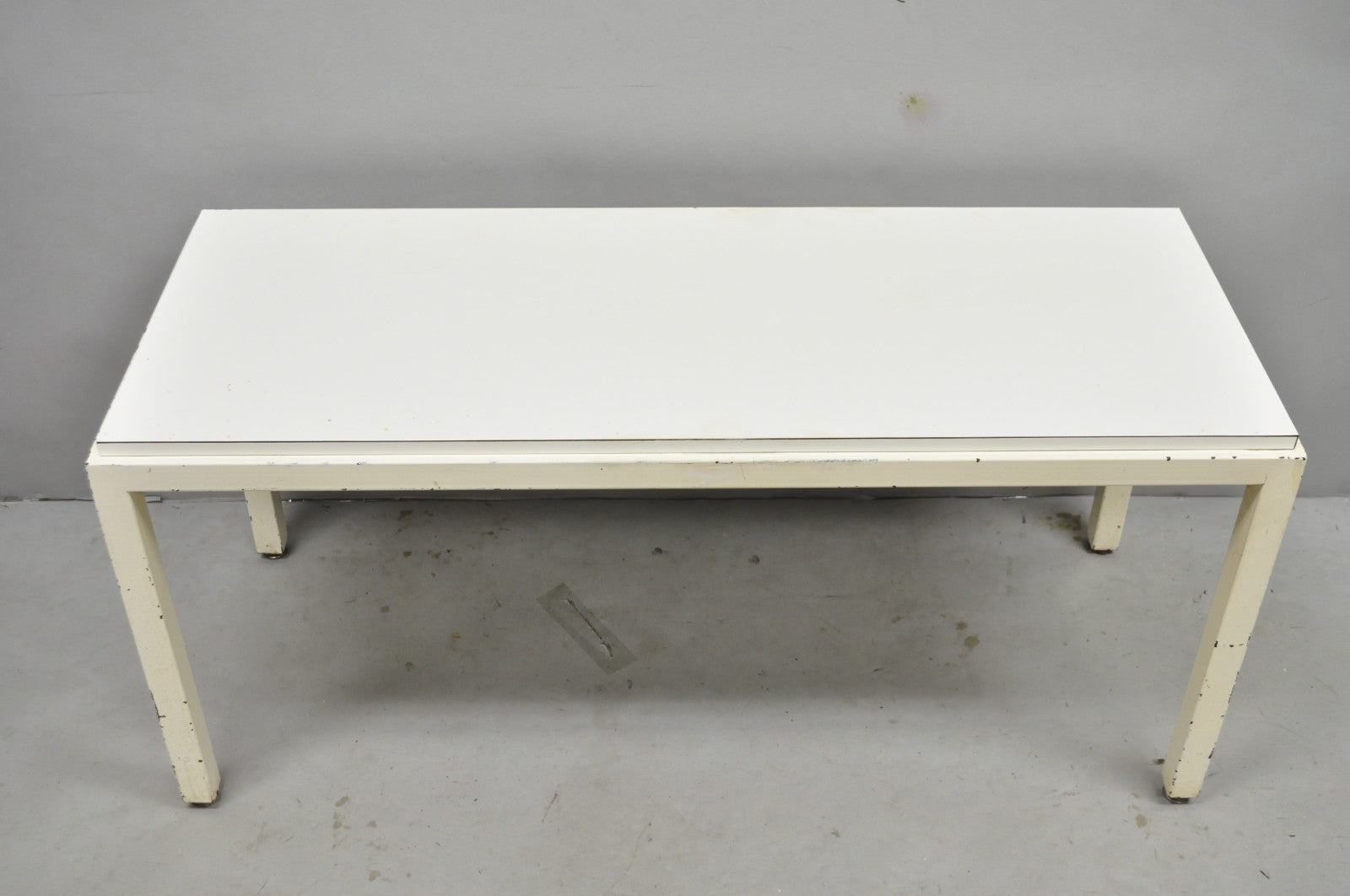 Vintage Mid Century Modern Steel Metal White Laminate Top Coffee Table Bench