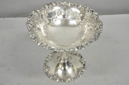 Victorian Silver Plated Grapevine Repousse Pedestal Candy Nut Dish by Barbour