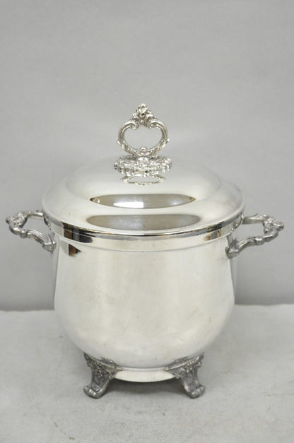 Vintage Victorian Silver Plated Footed and Covered Lidded Bar Ice Bucket