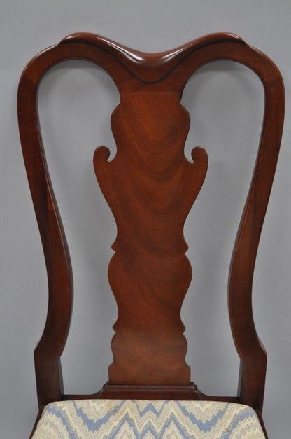 Vintage Queen Anne Style Crotch Mahogany Dining Room Side Chairs - a Pair