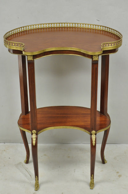 Vintage French Louis XV Style Mahogany Kidney Bean Side Table w/ Bronze Ormolu