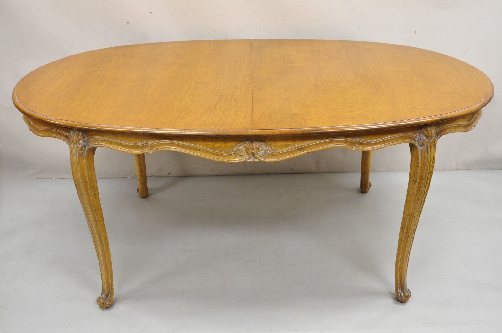 Vintage French Country Louis XV Style Carved Walnut Dining Room Set - 7 Pc Set