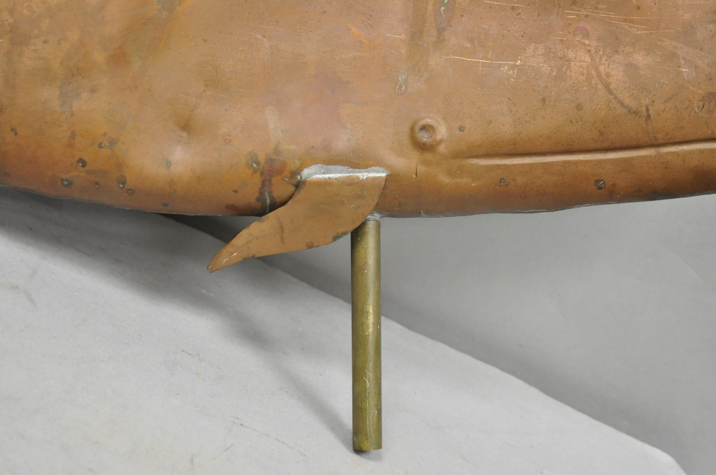 Antique Arts & Crafts Moby Dick "Whale" Copper Metal 37" Weathervane