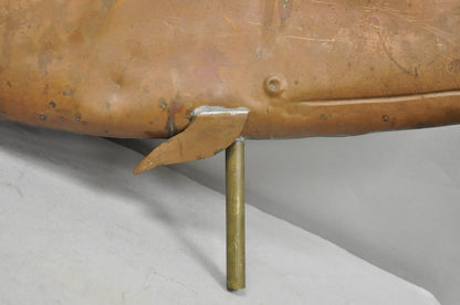 Antique Arts & Crafts Moby Dick "Whale" Copper Metal 37" Weathervane