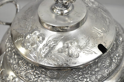 Antique Mead & Robbins Victorian Silver Plated Floral Repousse Fancy Soup Tureen