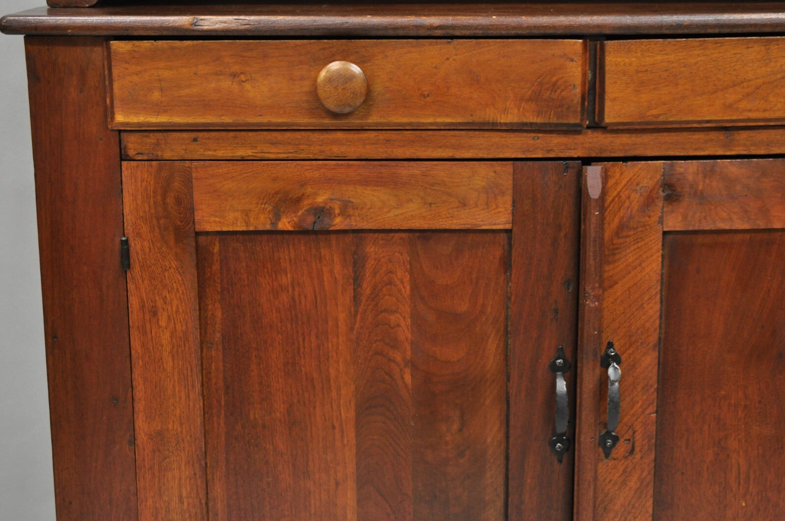 Antique Primitive Country Farmhouse Pine & Cherry Hutch Cupboard China Cabinet