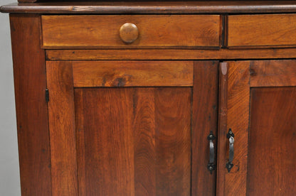 Antique Primitive Country Farmhouse Pine & Cherry Hutch Cupboard China Cabinet