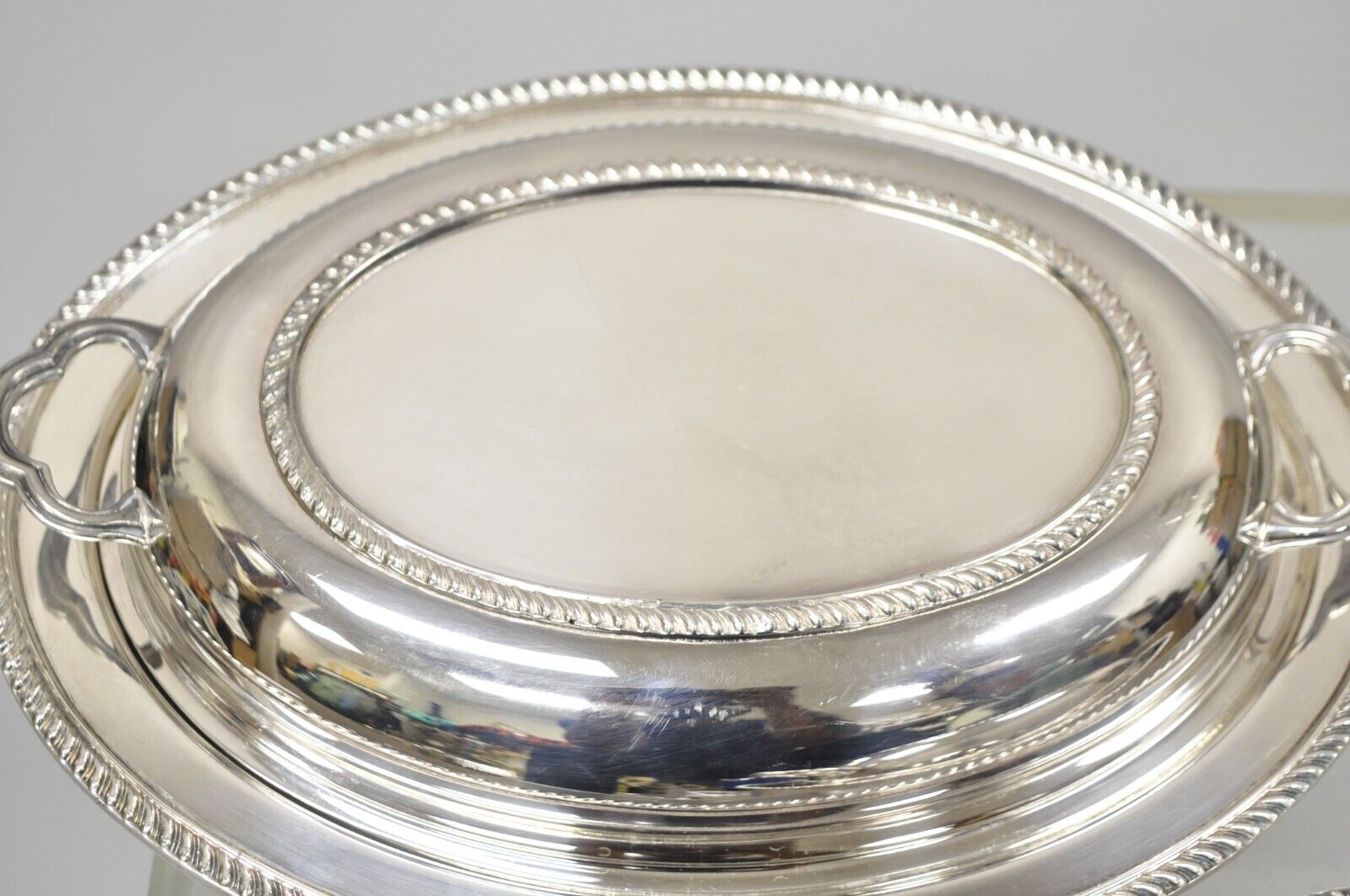 Vintage Poole Silver Co Silver Plated Lidded Serving Platter Dish - a Pair