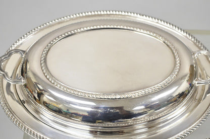 Vintage Poole Silver Co Silver Plated Lidded Serving Platter Dish - a Pair