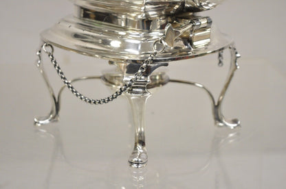 Antique HB&H English Edwardian Silver Plated Tilting Tea Kettle Pot On Base