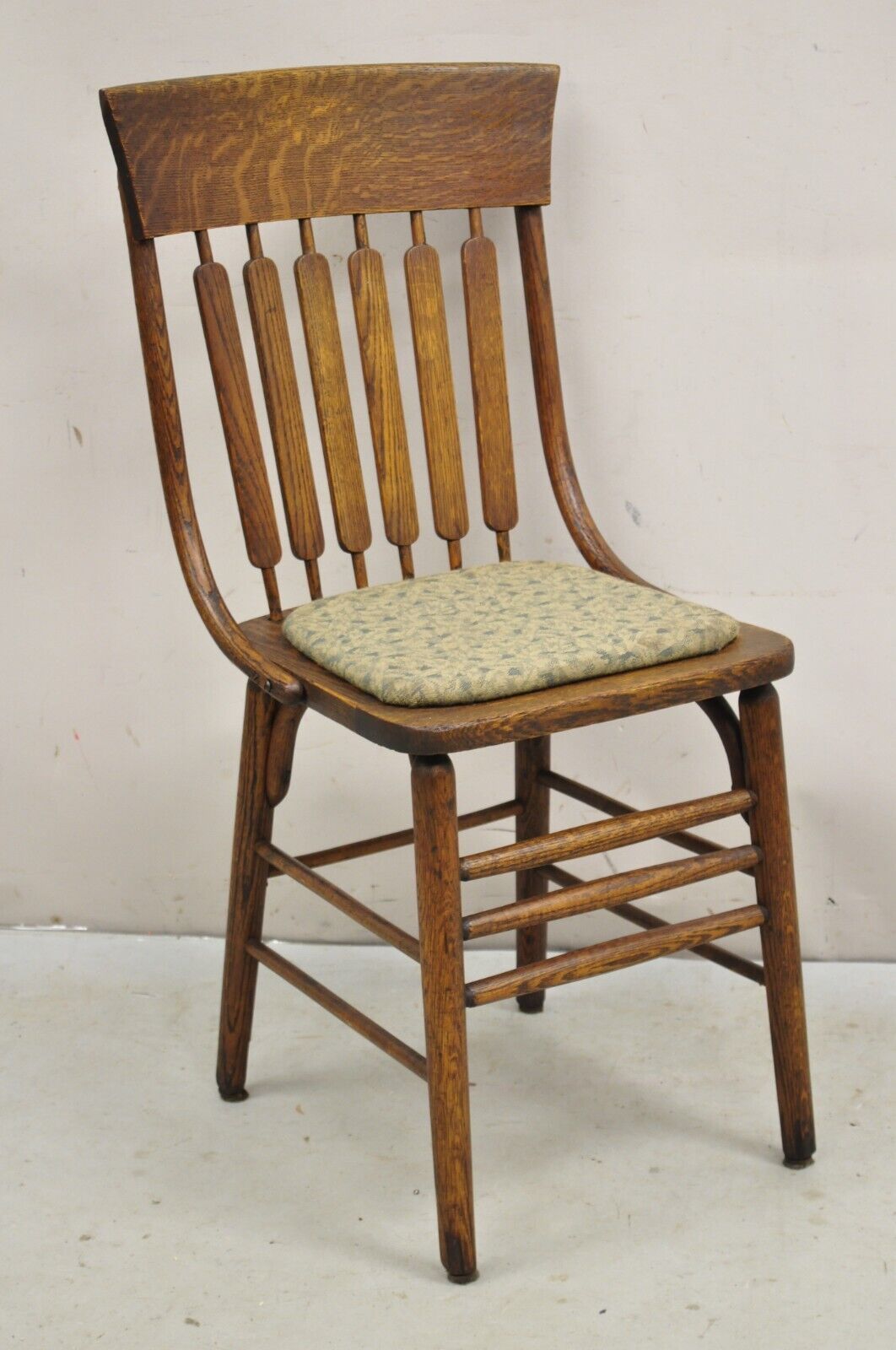 Antique Mission Arts & Crafts Oak Bentwood Slat Back Dining Chairs - Set of 4