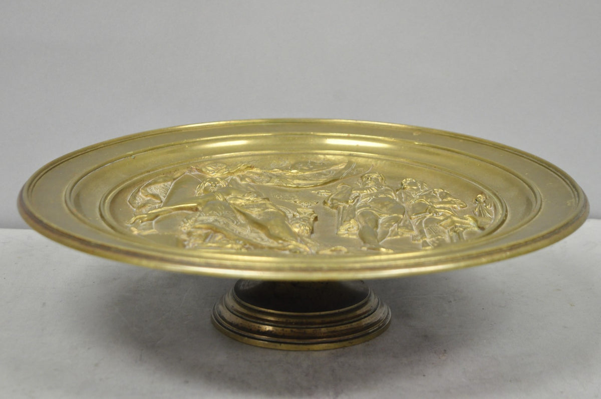 19th C. Emile Louis Picault Macbeth Bronze Relief Pedestal Compote Tazza Dish
