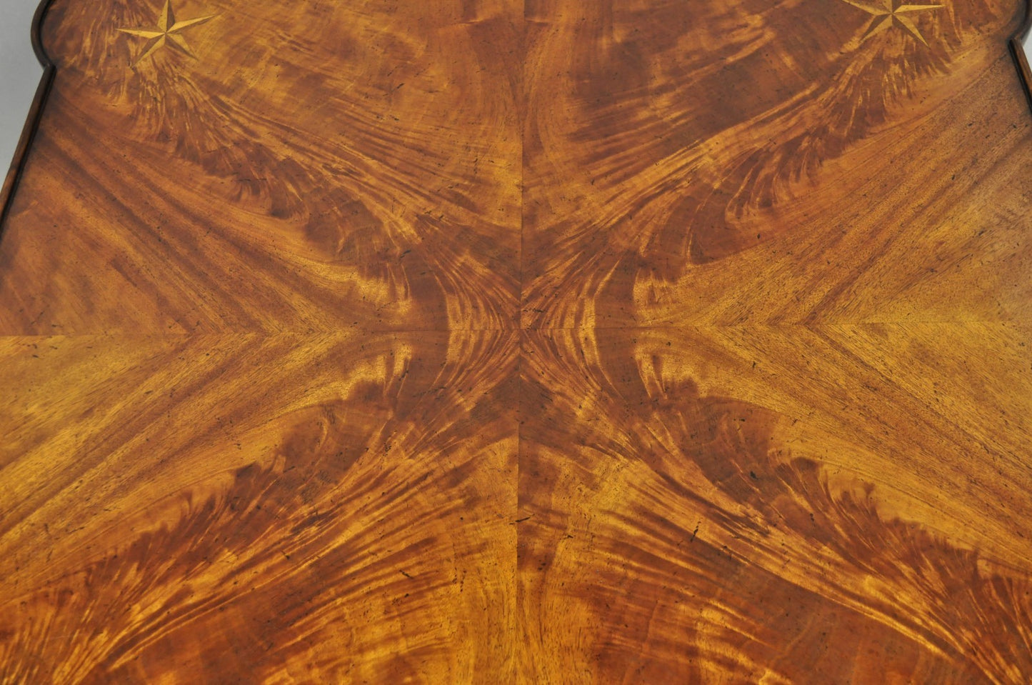 Contemporary Italian Regency Style Star Inlay Cabriole Leg Burl Wood Game Table